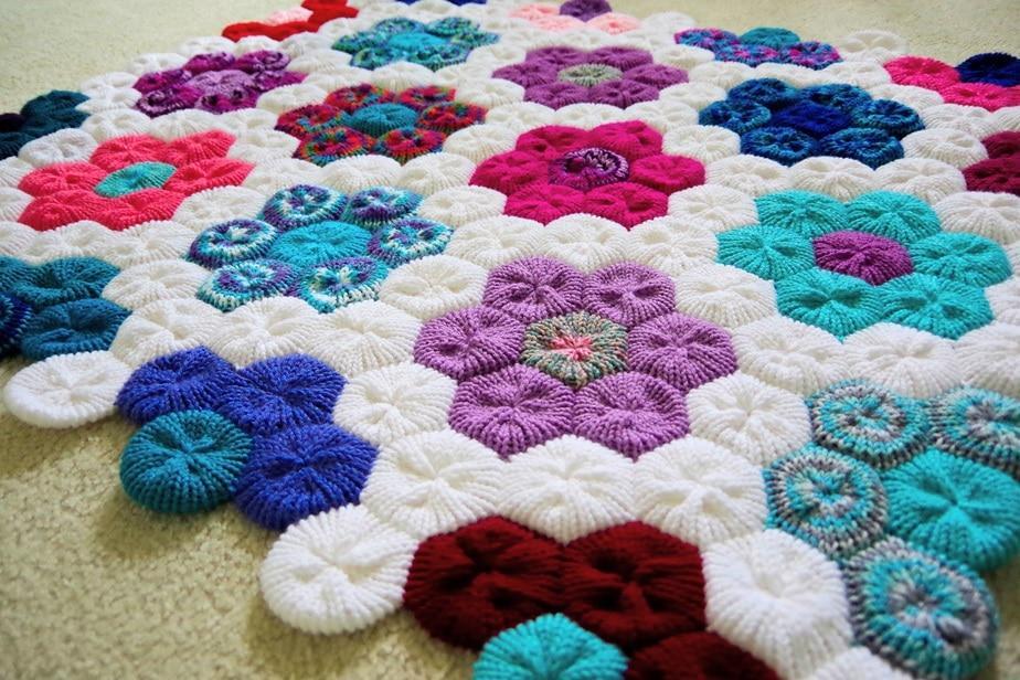 Hexagon Flower Afghan - Knitted on Addi Express Professional Knitting Machine-2