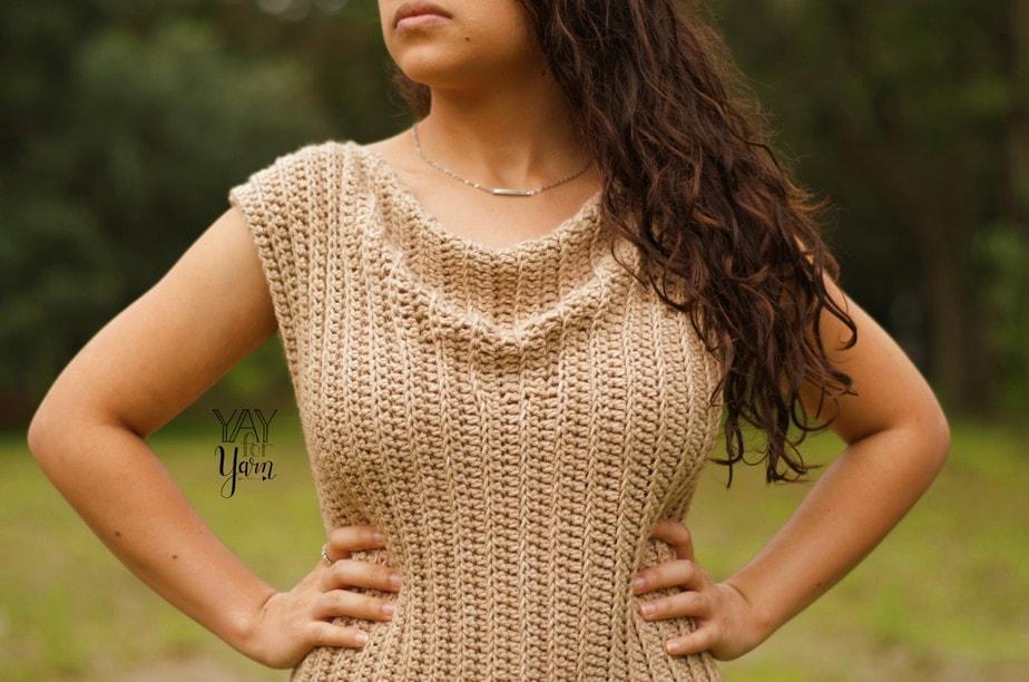 How to crochet a top with a cowl neck