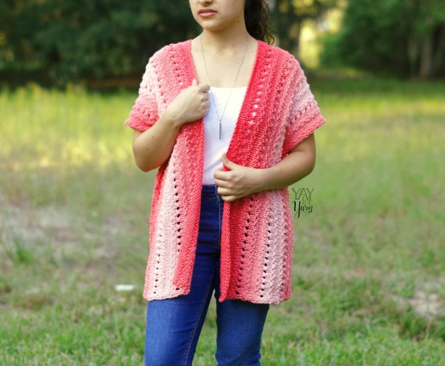 ombre sweater for summer or fall, hip length long cardigan