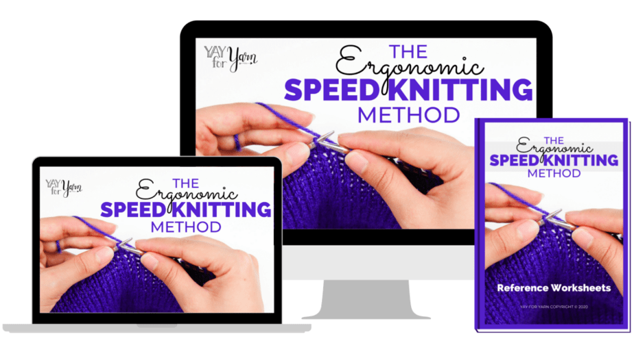 mockup of a video course, the ergonomic speed knitting method