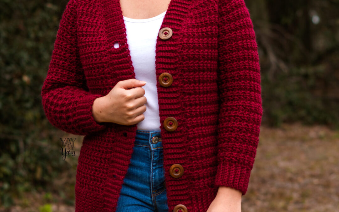 Crimson Cardigan – FREE Crochet Sweater Pattern for Fall & Winter – Sizes XS-5X