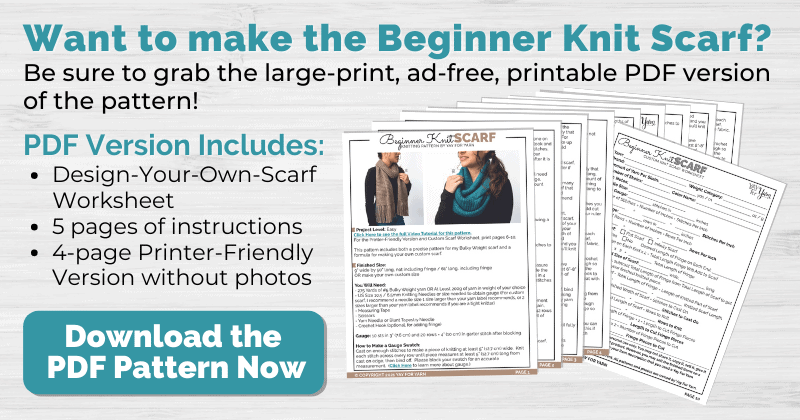 beginner knit scarf pdf knitting pattern ad